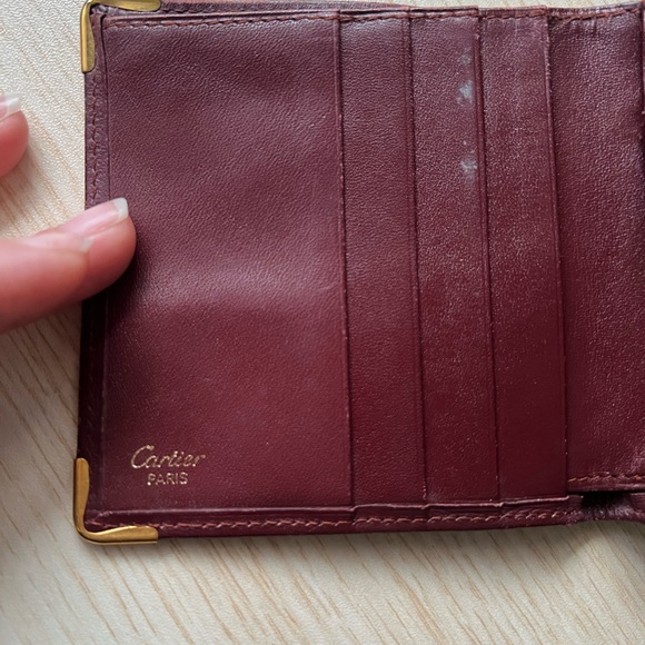Cartier Mastline Bi-Fold Wallet Leather Bordeaux Wine Red - Picture 8 of 8